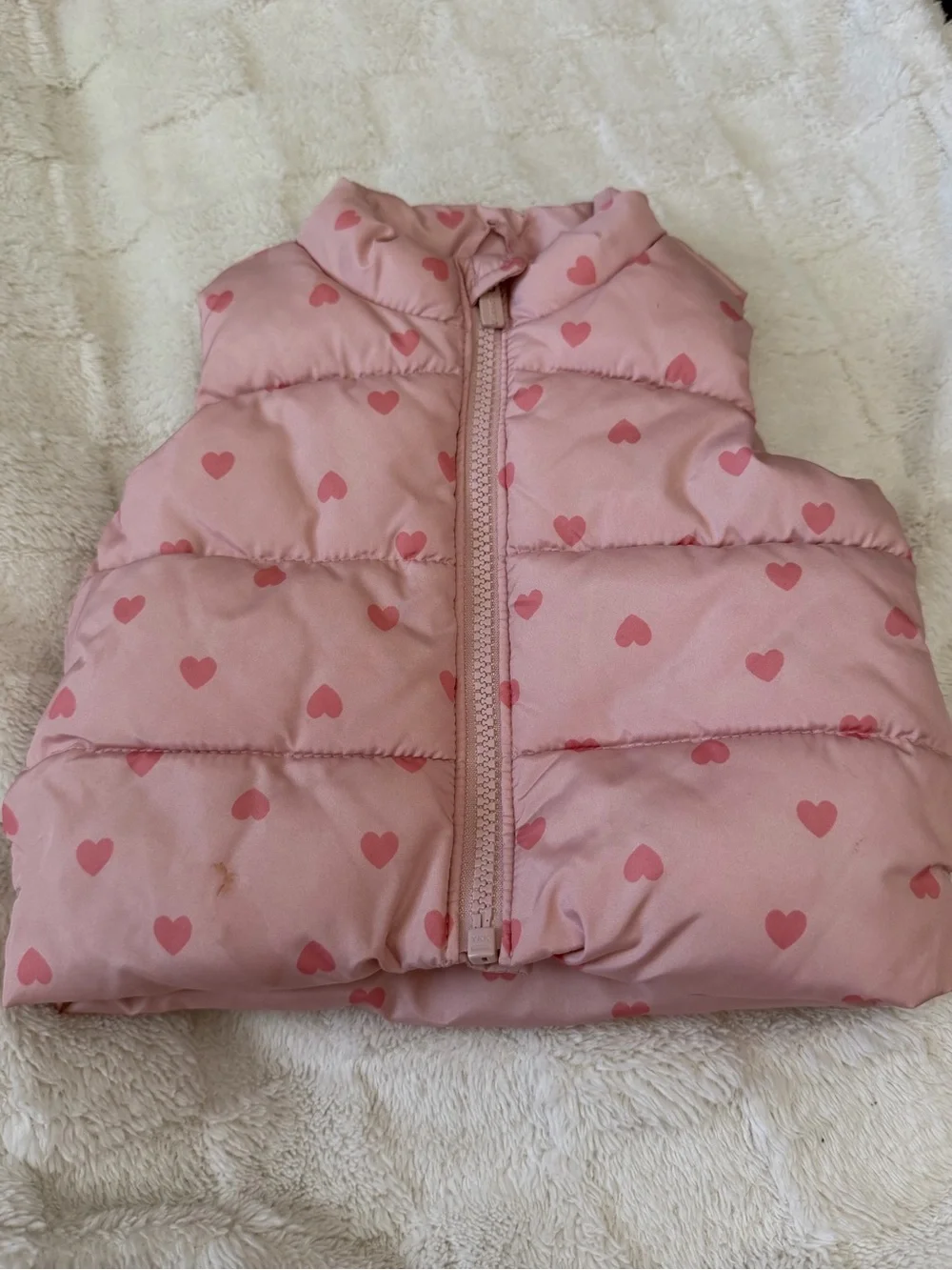 Old Navy Pink Heart Puffer Vest